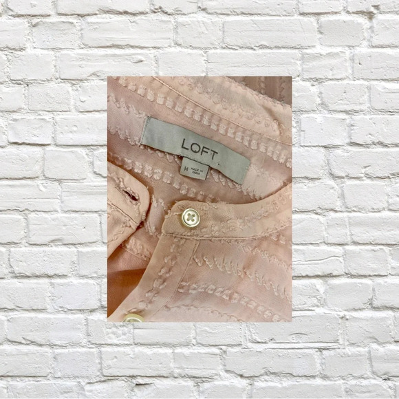 Loft Button-Down Embroidered Dot Blouse - Picture 3 of 4